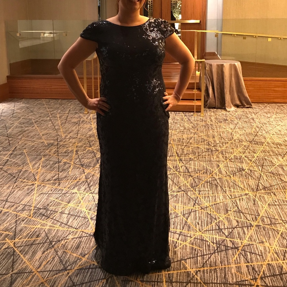 COPY - Calvin Klein Sequin Cowl-Back Gown
